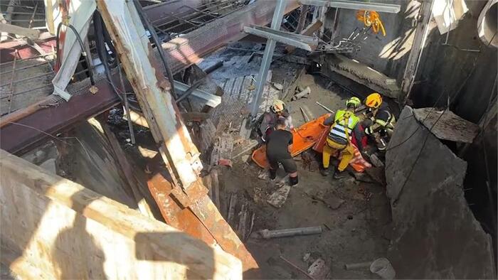 工地地板瞬間倒塌！雲林2工人墜4米深排水溝圖片