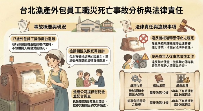台北漁產外包員工職災死亡事故分析與法律責任圖片